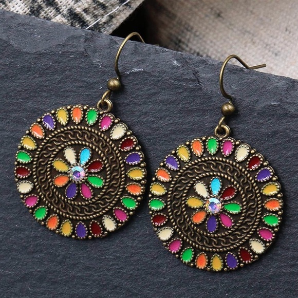 Any 2/$20! Bronze Boho Multi-Color Dangle Earrings - Picture 2 of 8